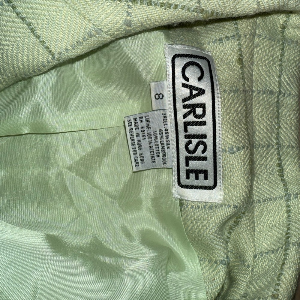 CARLISE Women's Light Green Plaid Blazer Jacket‎ Size 8 - Picture 5 of 8